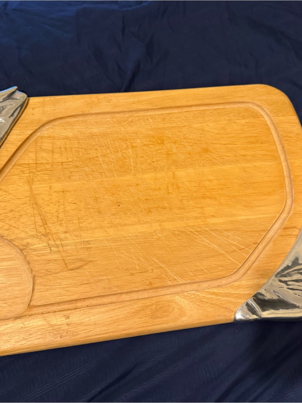 Vintage farm bull Shaped Cutting Board Metal Head Charcuterie Serving Tray 17x11